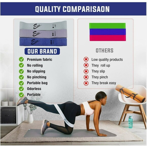 Soft Cotton Texture Fabric Resistance Bands – 3pcs Exercise Loop Bands NEW - Picture 5 of 5